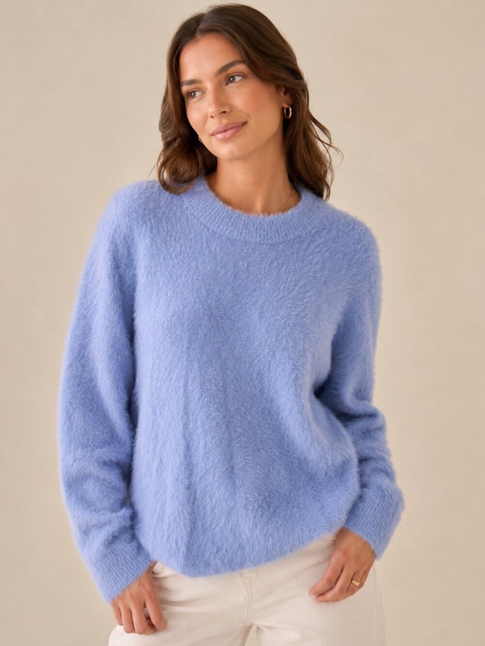 Chico’s Blue Fuzzy Eyelash Knit Sweater Size 2 / Large